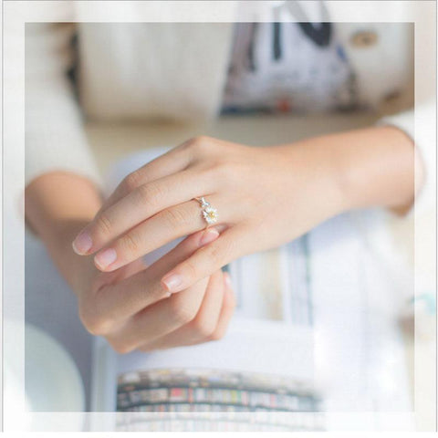 Daisy Flower Rings For Women Korean Style Adjustable Opening Finger -JW01383-Veeddydropshipping