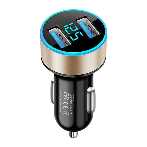 Dual USB Car Charger Digital LED   Socket Lighter Phone Charge-Veeddydropshipping