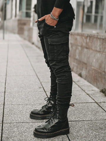 Denim Trousers Multi Pocket Cargo Jeans Men New-MF00536-Veeddydropshipping