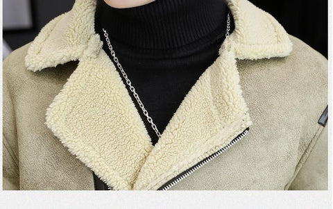 Jackets Winter Thickened Lamb Wool Motorcycle Jacket Turn-MF01384-Veeddydropshipping