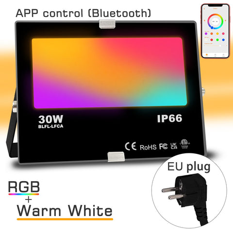 RGB LED Floodlight 30W Bluetooth Outdoor Smart Flood Light 110V 220V-TI00878-Veeddydropshipping