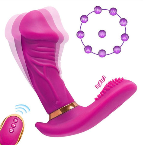 Butterfly Remote Control Female Sexy Toy  Vibrator Massager Sex Toy with Pseudopenis -BH01165-Veeddydropshipping