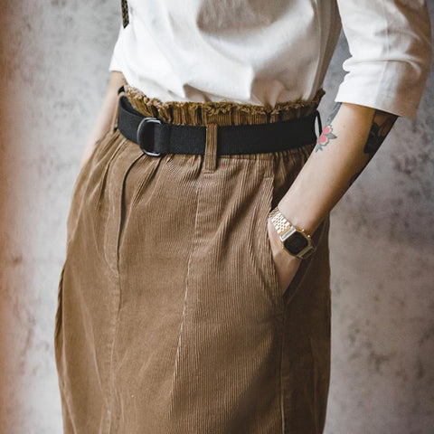 Women Vintage Skirts A-line High Waist Skirt-WF00577-Veeddydropshipping