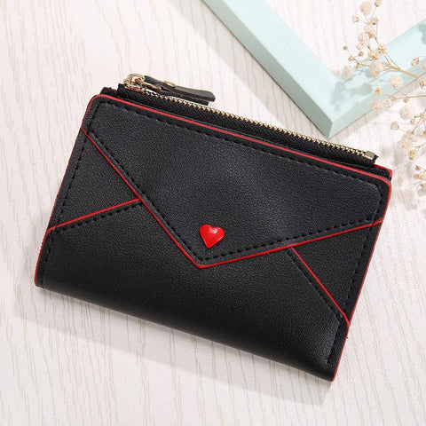 Wallet Small Red Heart Yellow Coin Purse Business Card Holder-BS00608-Veeddydropshipping