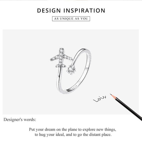 925 Sterling Silver Flying Plane Open Finger Rings for Women-JW00008-Veeddydropshipping