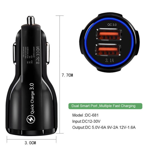 3.1A Dual USB Car Charger LED Fast Charging-PA01159-Veeddydropshipping