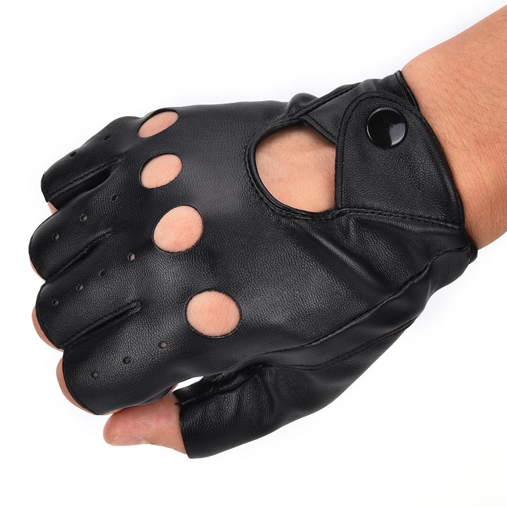 Men Women PU Leather Gloves Lovers Fingerless Mittens Black Half Finger -OS00901-Veeddydropshipping