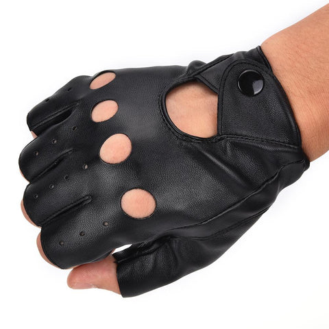 Men Women PU Leather Gloves Lovers Fingerless Mittens Black Half Finger -OS00901-Veeddydropshipping