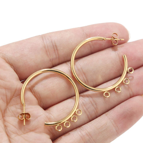 C Shape Ear /Black Steel Jewelry Findings Components for Earring Making-JW01555-Veeddydropshipping