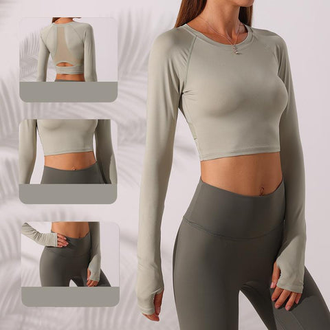 Breathable Sport Shirts For Women Fitness Jersey Gym Long Sleeve Yoga Tops -OS00823-Veeddydropshipping