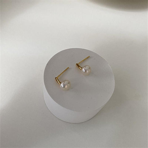 925 Sterling Silver French  Natural Freshwater Pearl Earrings  -JW00169-Veeddydropshipping