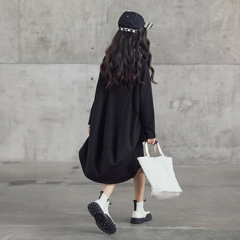 Autumn Kids Girls Trend Big Pocket Dresses-Veeddydropshipping