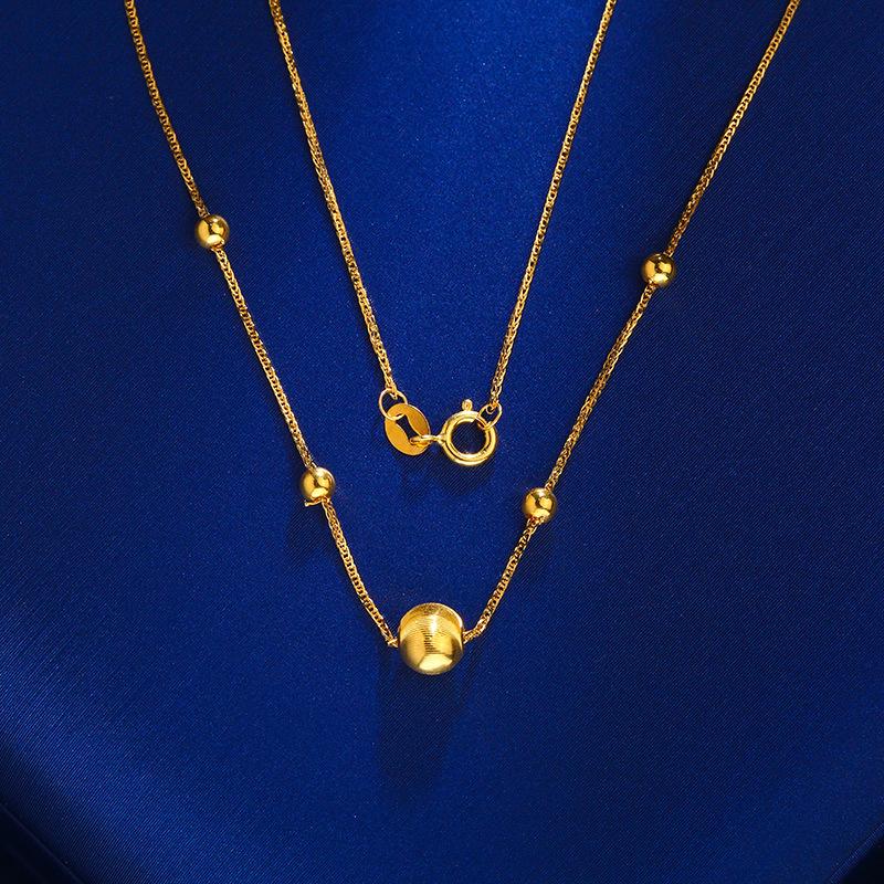 Real 18k Gold Bead Necklaces Gold Chopin Clavicle Chain Classic -JW00088- Veeddydropshipping