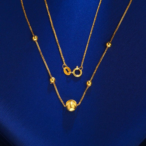 Real 18k Gold Bead Necklaces Gold Chopin Clavicle Chain Classic -JW00088- Veeddydropshipping