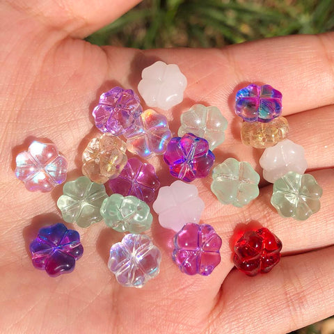 Lampwork Crystal Flower Spacer Beads  Flat Round Loose Beads-JW01481-Veeddydropshipping