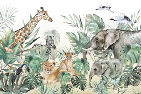 Watercolor Tropical Jungle Safari Animal 1st Birthday Party Backdrops Wild One Baby Shower -CE00332-Veeddydropshipping