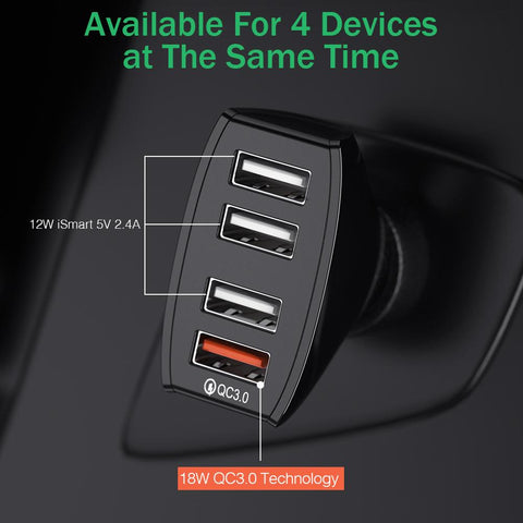 LOVECOM 30W 4 Ports Car Charger Quick Charge 3.0-PA01126-Veeddydropshipping