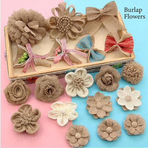Handmade Jute Burlap Hessian Ribbon Bow-HA00607-Veeddydropshipping