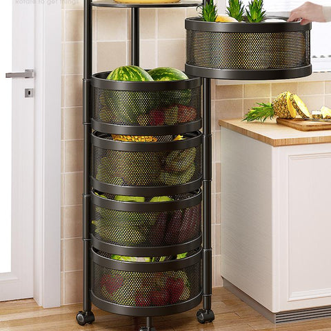 Movable rotary kitchen storage rack-HA01657-Veeddydropshipping