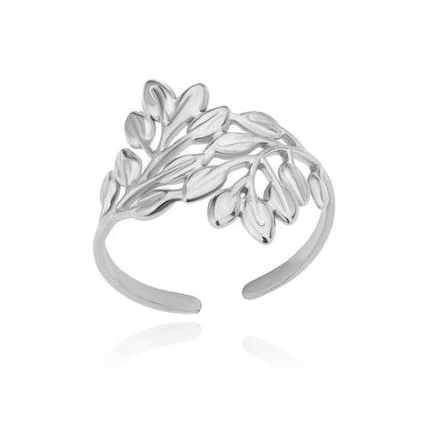Adjustable  Simple Geometric Leave Flower Open Ring Jewelry-JW01397-Veeddydropshipping