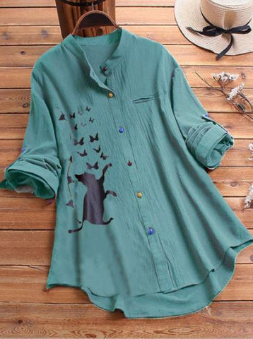 S-5XL Loose Linen Maternity Blouses Long Sleeve Nursing Tops Shirts For Pregnant-TB00581-Veeddydropshipping