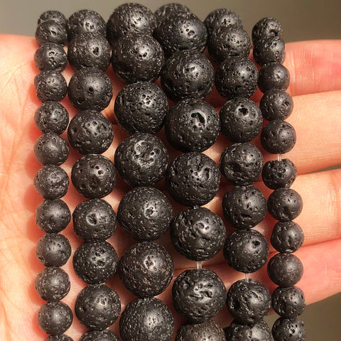 Natural Volcanic Lava Stone Beads Round for Jewelry Making DIY-JW01532-Veeddydropshipping