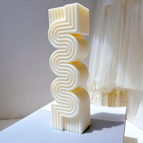 Ribbed Pillar Mould Aesthetic Wave Tall Wax Silicone-HA00052-Veeddydropshipping