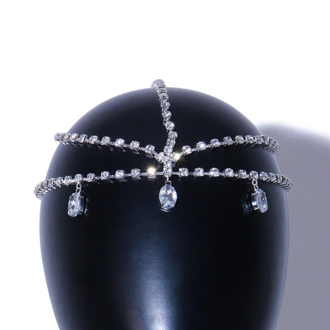 Indian Rhinestone  Water Drop Forehead Chain Headband Hair  -JW00510-Veeddydropshipping