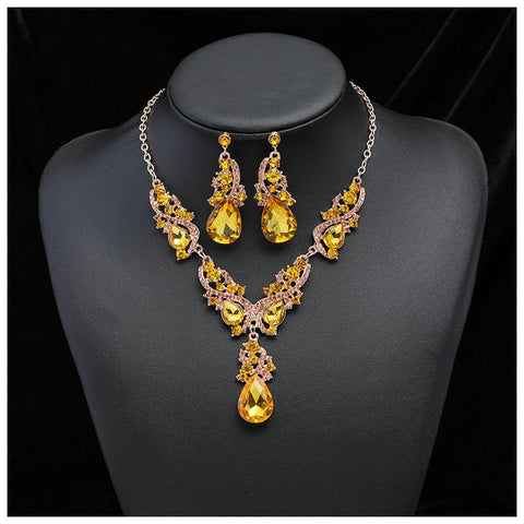 Fashion Multiple Crystal Prom Wedding Jewelry Sets -JW00379-Veeddydropshipping