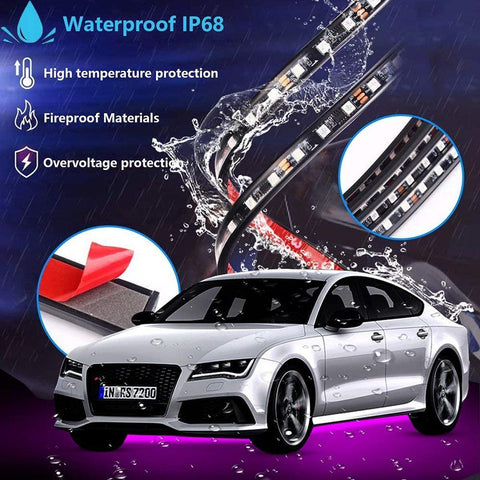 4IN1 Neon LED Strip Car Bottom Underglow Light APP 12V RGB Flexible-AM00082-Veeddydropshipping