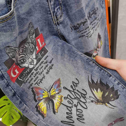 Pant Trousers Jean For Men Fancy Color Butterfly Print-MF00602-Veeddydropshipping