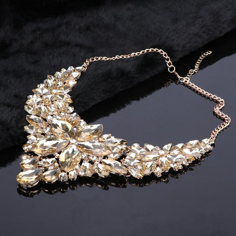 High Quality Crystal Choker Statement Jewelry Set  -JW00332-Veeddydropshipping