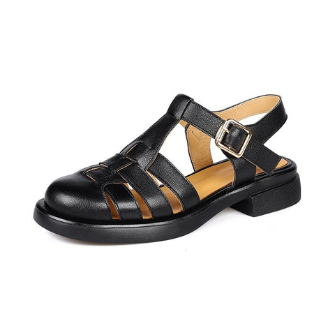 Leather Luxury Roman Sandals Casual Buckle Strap Summer-BS00854-Veeddydropshipping