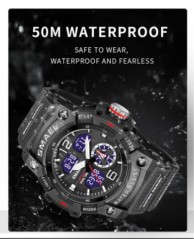 Dual Time Men Watches 50m Waterproof Military Watches-JW00790-Veeddydropshipping