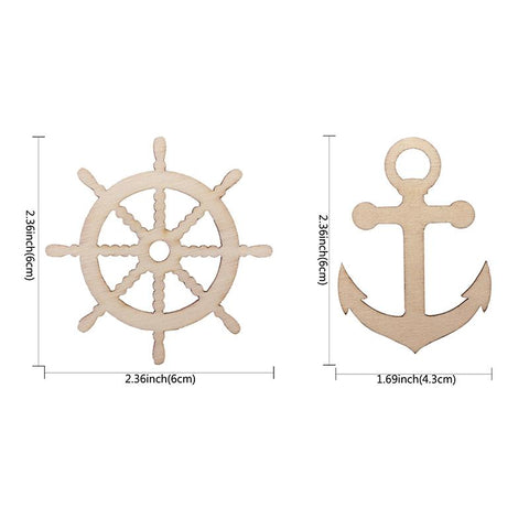 Anchor Rudder Shape Hollow Wooden Ornament-HA00626-Veeddydropshipping