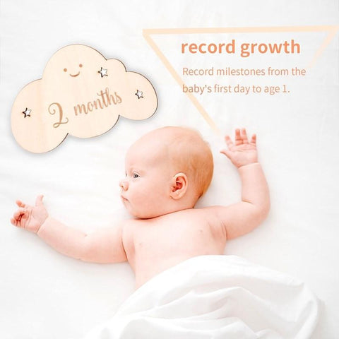 8PCS/set Wooden Baby Milestone Cards Cute Cloud Shape Milestone-TB00785-Veeddydropshipping