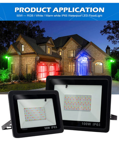 RGB Led Floodlight 10W 30W 50W 100W AC220V Flood Light Outdoor Wall-TI00866-Veeddydropshipping
