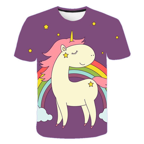 3D Boy Girl Clothes Unicorn Printed T-shirt Summer Wild Face Casual-TB01153-Veeddydropshipping