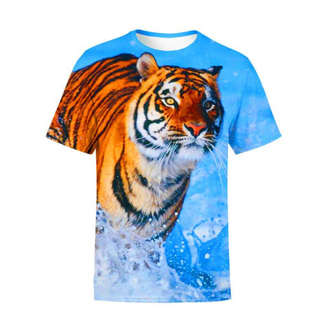 Summer Fashion Unisex Animal Cool Cartoon Tiger T-shirt Children Boys-TB01177-Veeddydropshipping