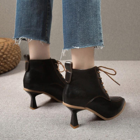 Lace Up Boots Sexy Pointed High Heels Autumn Winter-BS01044-Veeddydropshipping