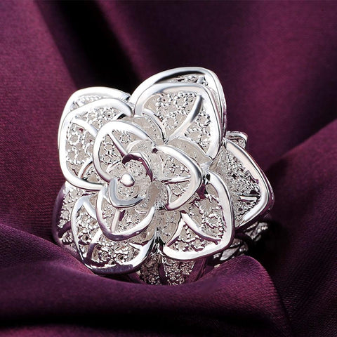 925 sterling Silver Jewelry set  flower-JW00212-Veeddydropshipping