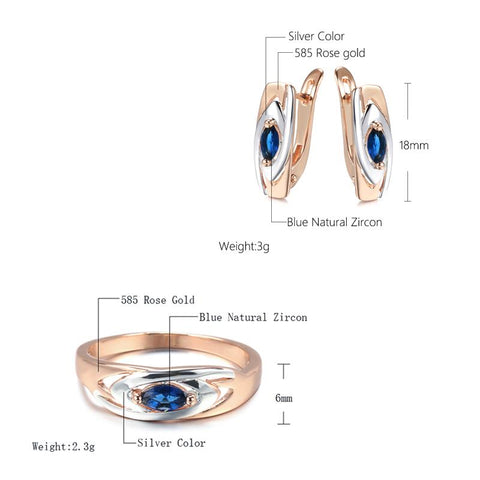 Luxury Blue Stone Natural Zircon Trendy Jewelry Set -JW00334-Veeddydropshipping