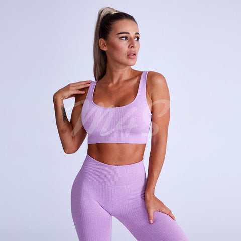 Ribbed Yoga Set Tracksuit Sportswear Ensemble Female 2 Pieces Women Gym Clothes -OS00675-Veeddydropshipping