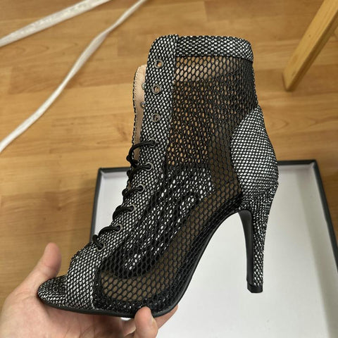 Mesh Sandals Summer Fashion Trend Comfort Peep Toe Boots Stilettos-BS00818-Veeddydropshipping