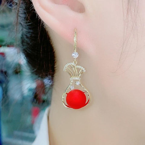Fashion White Pearl Drop Earrings Zircon Wedding Earrings Jewelry Gift-JW01455-Veeddydropshipping