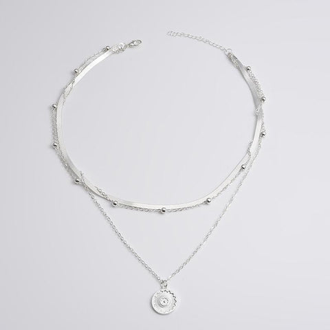 925 Sterling Silver Necklace Simple Snake Chain Charm Ball Chain-JW00135-Veeddydropshipping