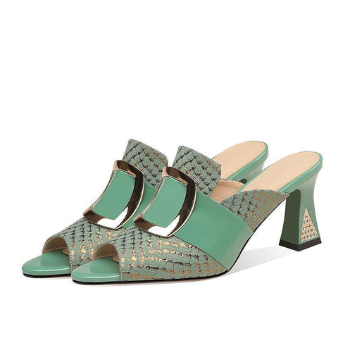 Sandals Thick Middle Heel Slippers Fashion Women&#39;s Summer-BS00892-Veeddydropshipping