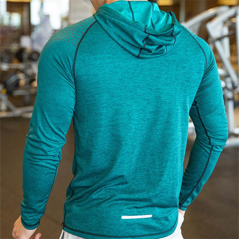 Men's Sports Jacket Hoodies Running Fitness T-Shirts Hooded Quick Dry Breathable -OS00748-Veeddydropshipping
