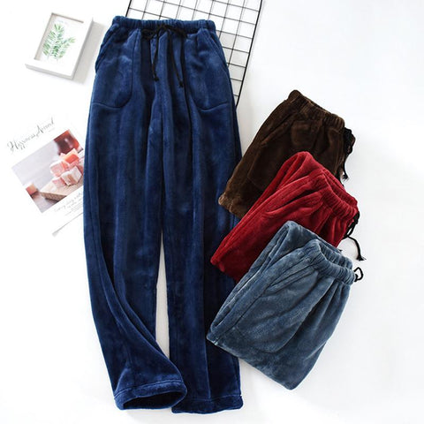 Pants High Waist Sleep Pants Fleece Comfortable Winter Warm Loose Straight Home-MF01600-Veeddydropshipping
