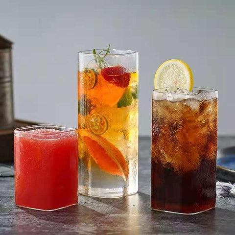 Square Glass Cup Mug Heat-Resistant Water Cups-HA01278-Veeddydropshipping
